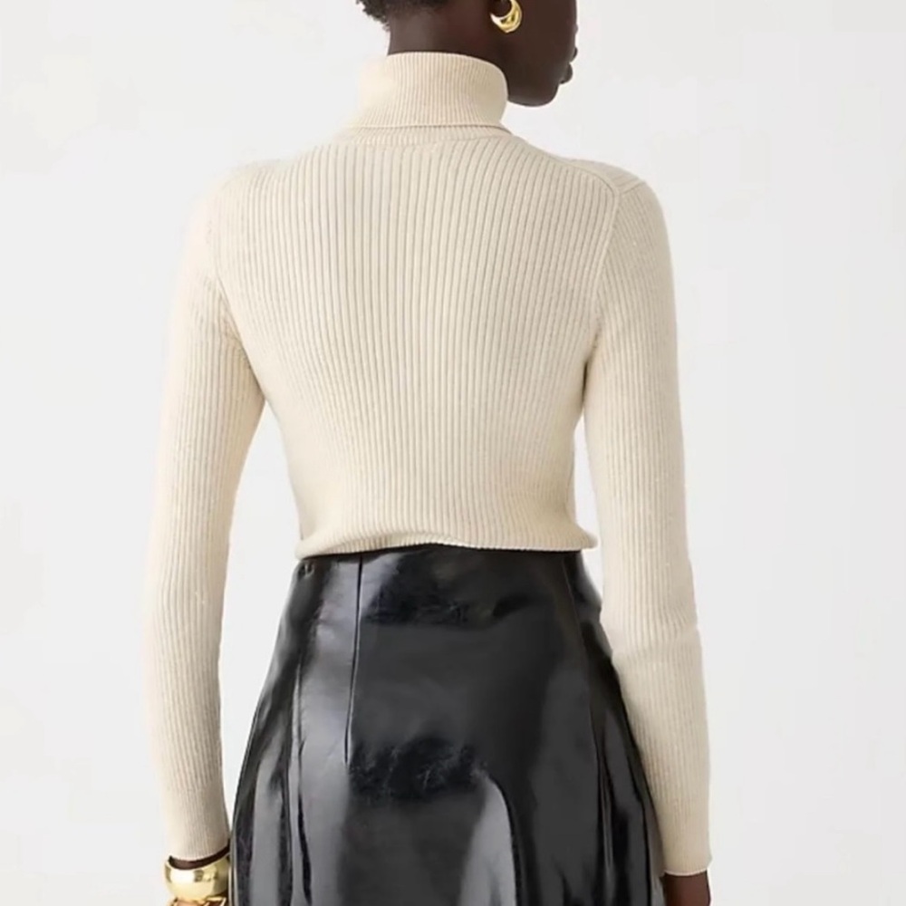 J. Crew Tencel Lyocell-Blend Ribbed Turtleneck Sweater - Picture 3 of 15
